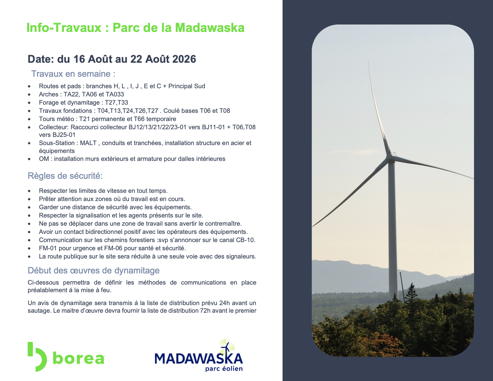 Info-Travaux 16 au 22 août 2026