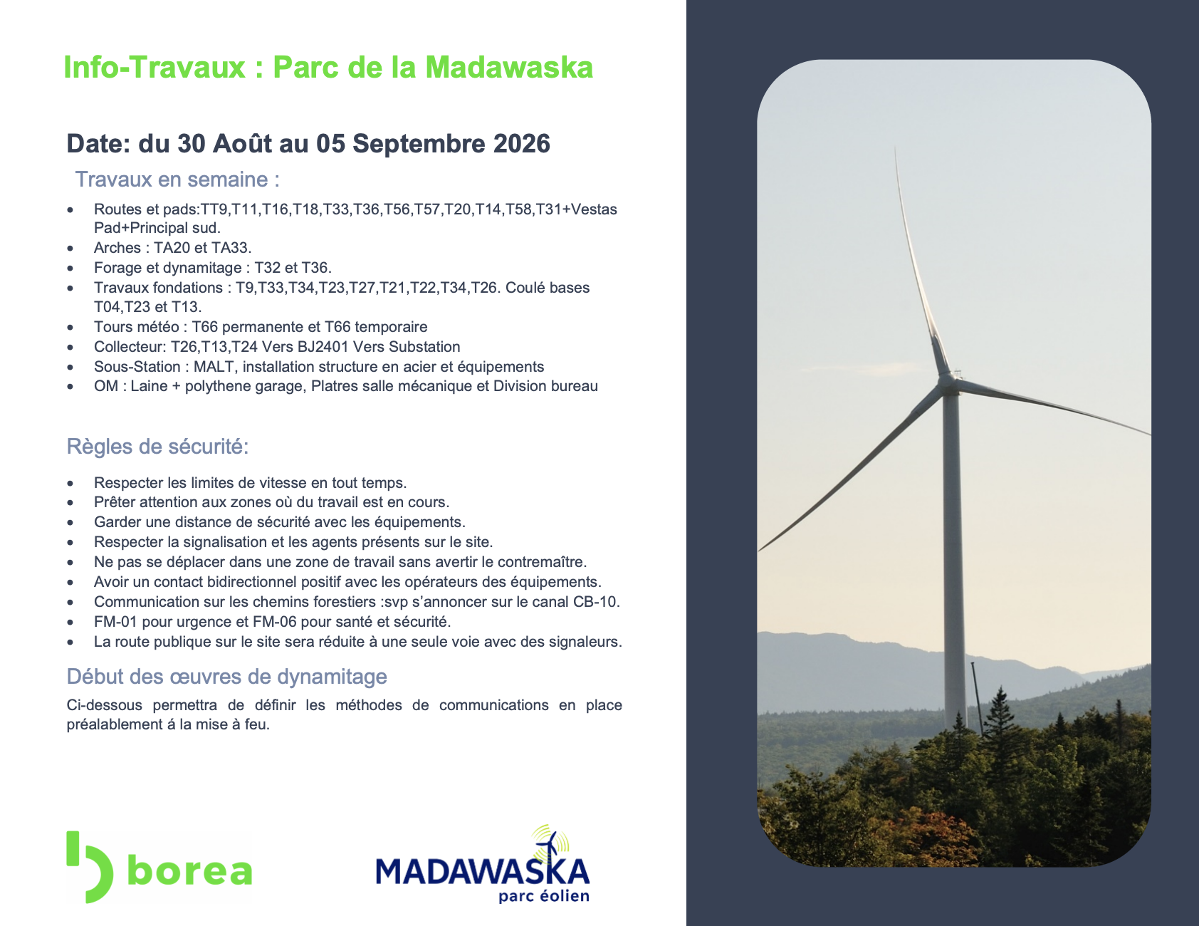 Info-Travaux 30 août au 5 septembre 2026