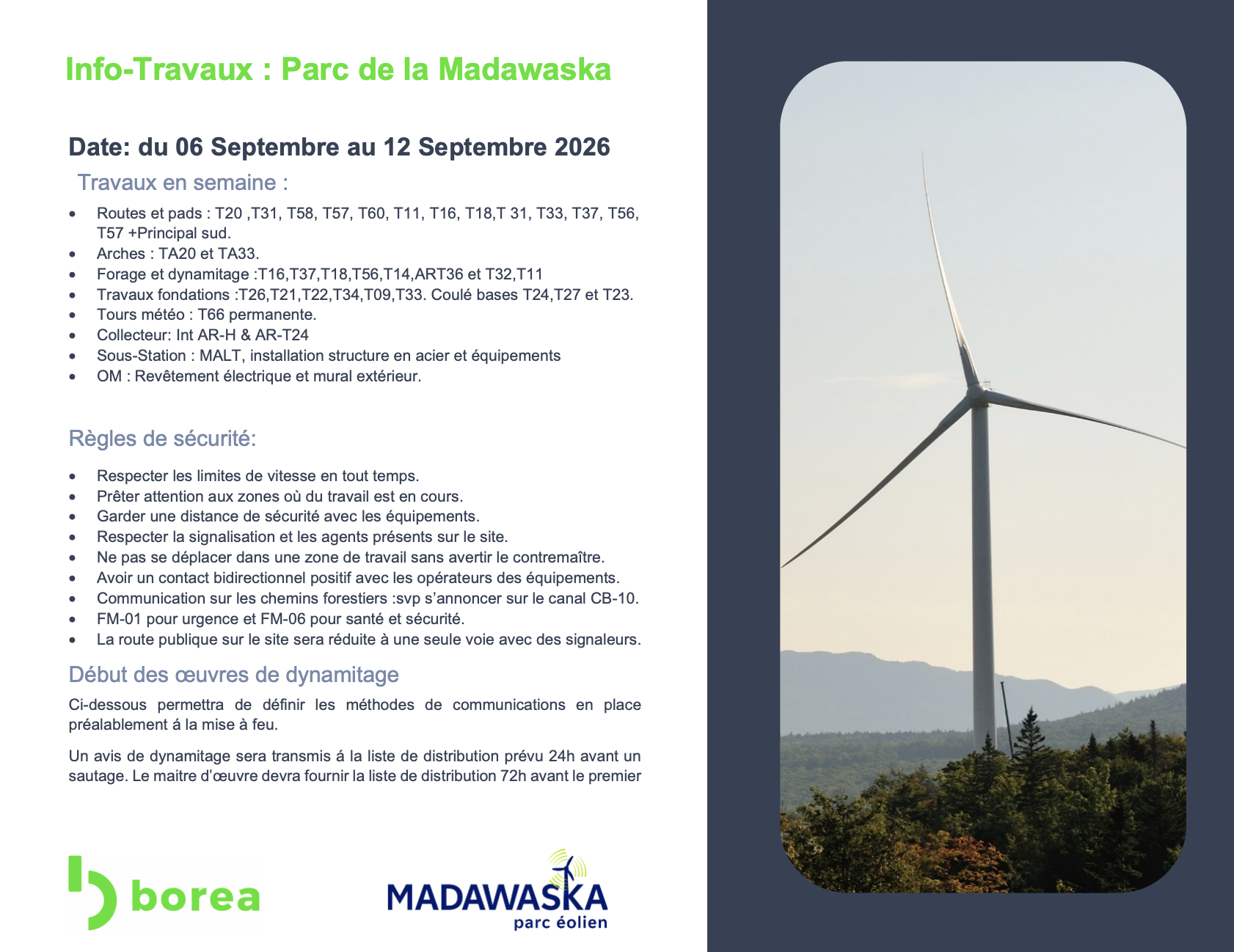 Info-Travaux 6 au 12 septembre 2026